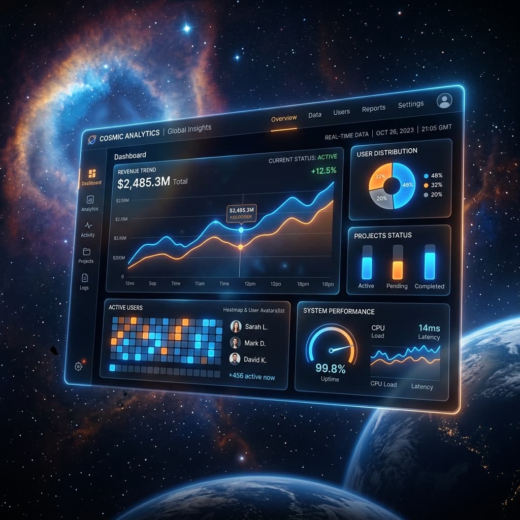 ERP dashboard hero mockup