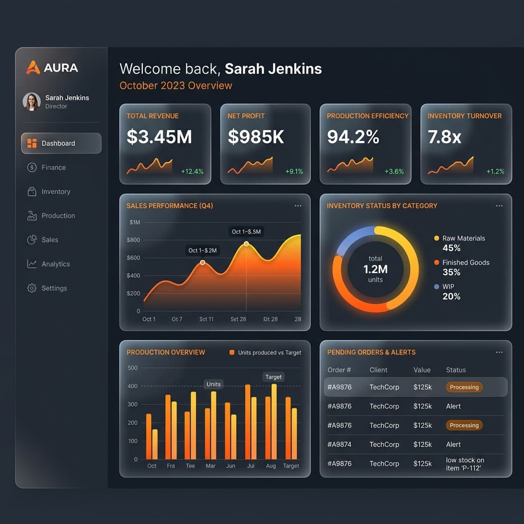 Enterprise ERP system visualization